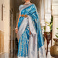 Trendy Saree Banarasi Silk Blue Grey Jacquard Work Saree