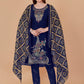 Trendy Suit Banarasi Silk Blue Jacquard Work Salwar Kameez