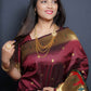 Designer Silk Maroon Jacquard Work Saree