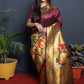 Designer Silk Maroon Jacquard Work Saree