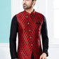 Indo Western Banarasi Silk Dupion Silk Black Red Jacquard Work Mens