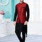 Indo Western Banarasi Silk Dupion Silk Black Red Jacquard Work Mens