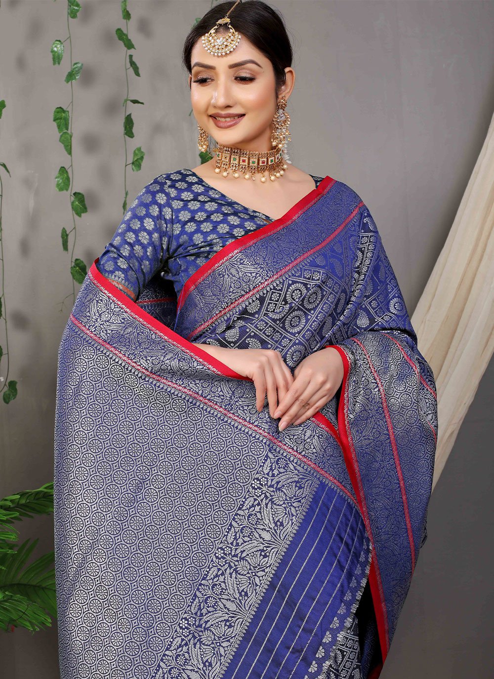 Classic Banarasi Silk Blue Jacquard Work Saree