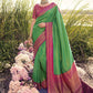 Classic Kanjivaram Silk Green Purple Jacquard Work Saree