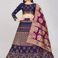 Lehenga Choli Banarasi Silk Blue Purple Jacquard Work Lehenga Choli