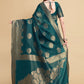 Classic Linen Blue Teal Jacquard Work Saree
