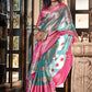 Contemporary Organza Aqua Blue Jacquard Work Saree
