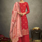 Trendy Suit Silk Red Jacquard Work Salwar Kameez