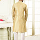 Kurta Pyjama Banarasi Silk Jacquard Yellow Fancy Work Mens