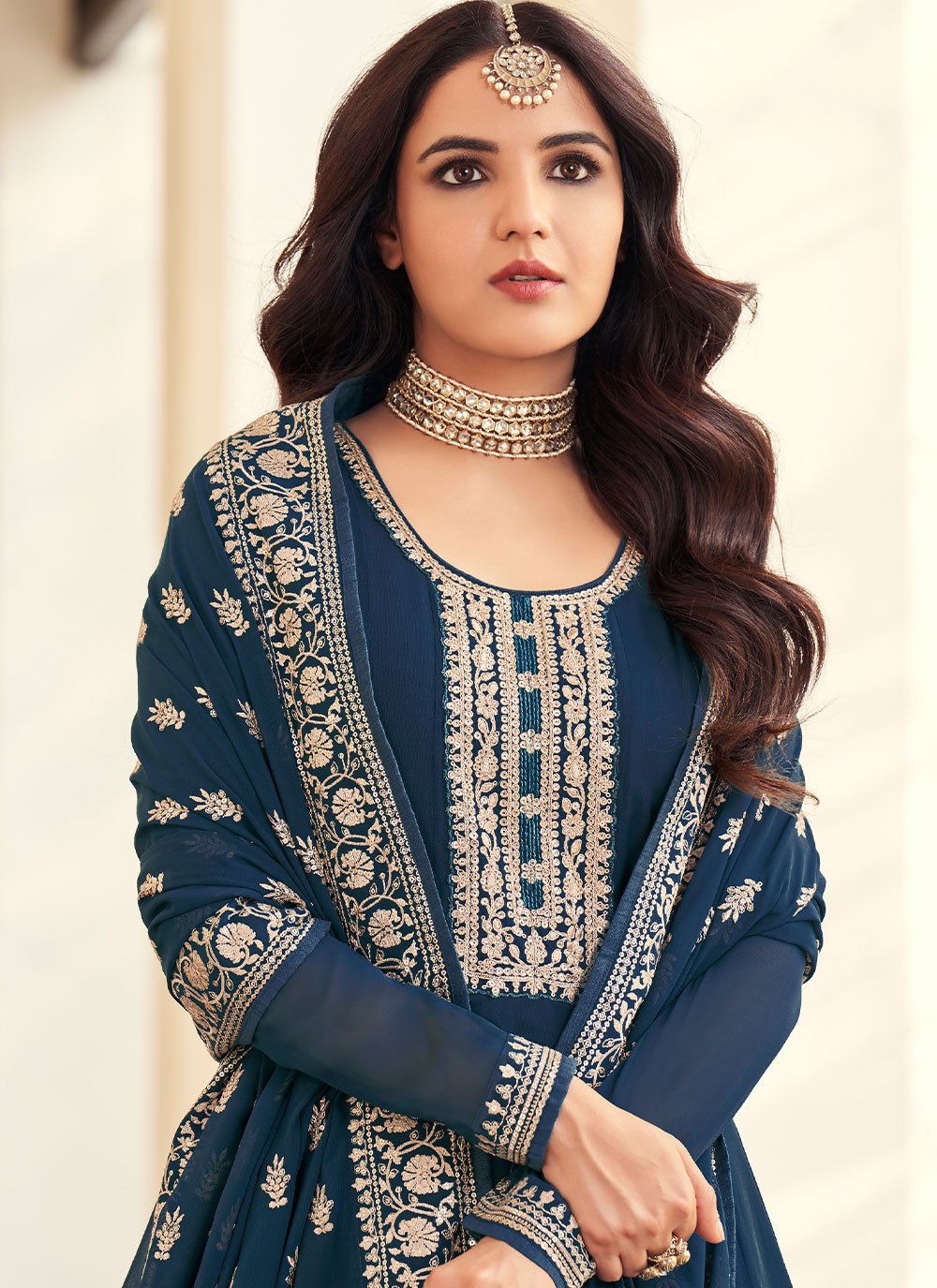 Bollywood Replica Salwar Kameez Georgette Blue Embroidered Salwar Kameez