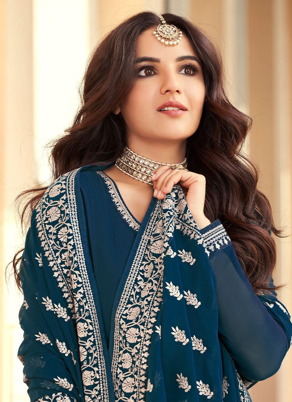 Bollywood Replica Salwar Kameez Georgette Blue Embroidered Salwar Kameez