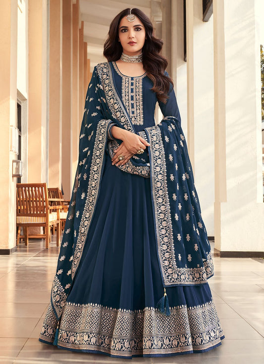 Bollywood Replica Salwar Kameez Georgette Blue Embroidered Salwar Kameez
