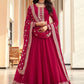 Floor Lenght Salwar Suit Georgette Hot Pink Embroidered Salwar Kameez