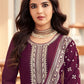 Anarkali Suit Georgette Purple Embroidered Salwar Kameez