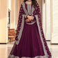 Anarkali Suit Georgette Purple Embroidered Salwar Kameez