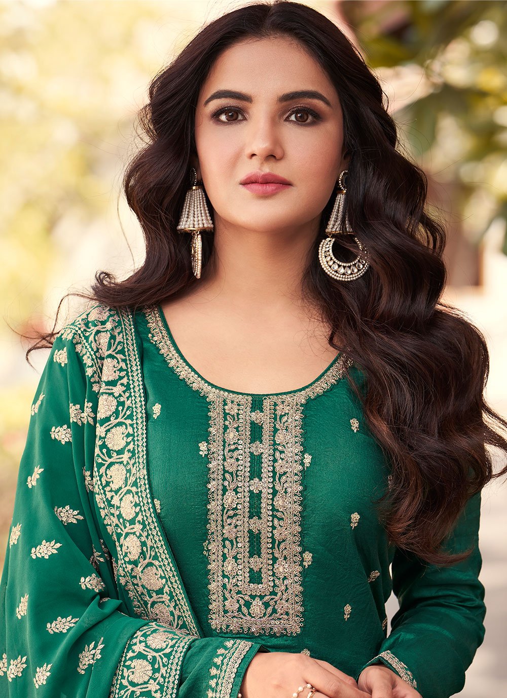 Straight Salwar Suit Silk Green Embroidered Salwar Kameez