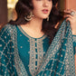 Salwar Suit Silk Teal Embroidered Salwar Kameez