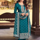 Salwar Suit Silk Teal Embroidered Salwar Kameez