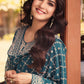 Salwar Suit Silk Teal Embroidered Salwar Kameez