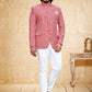 Jodhpuri Suit Velvet Pink Embroidered Mens