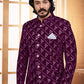 Jodhpuri Suit Velvet Purple Embroidered Mens