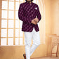 Jodhpuri Suit Velvet Purple Embroidered Mens