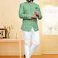 Jodhpuri Suit Velvet Green Embroidered Mens