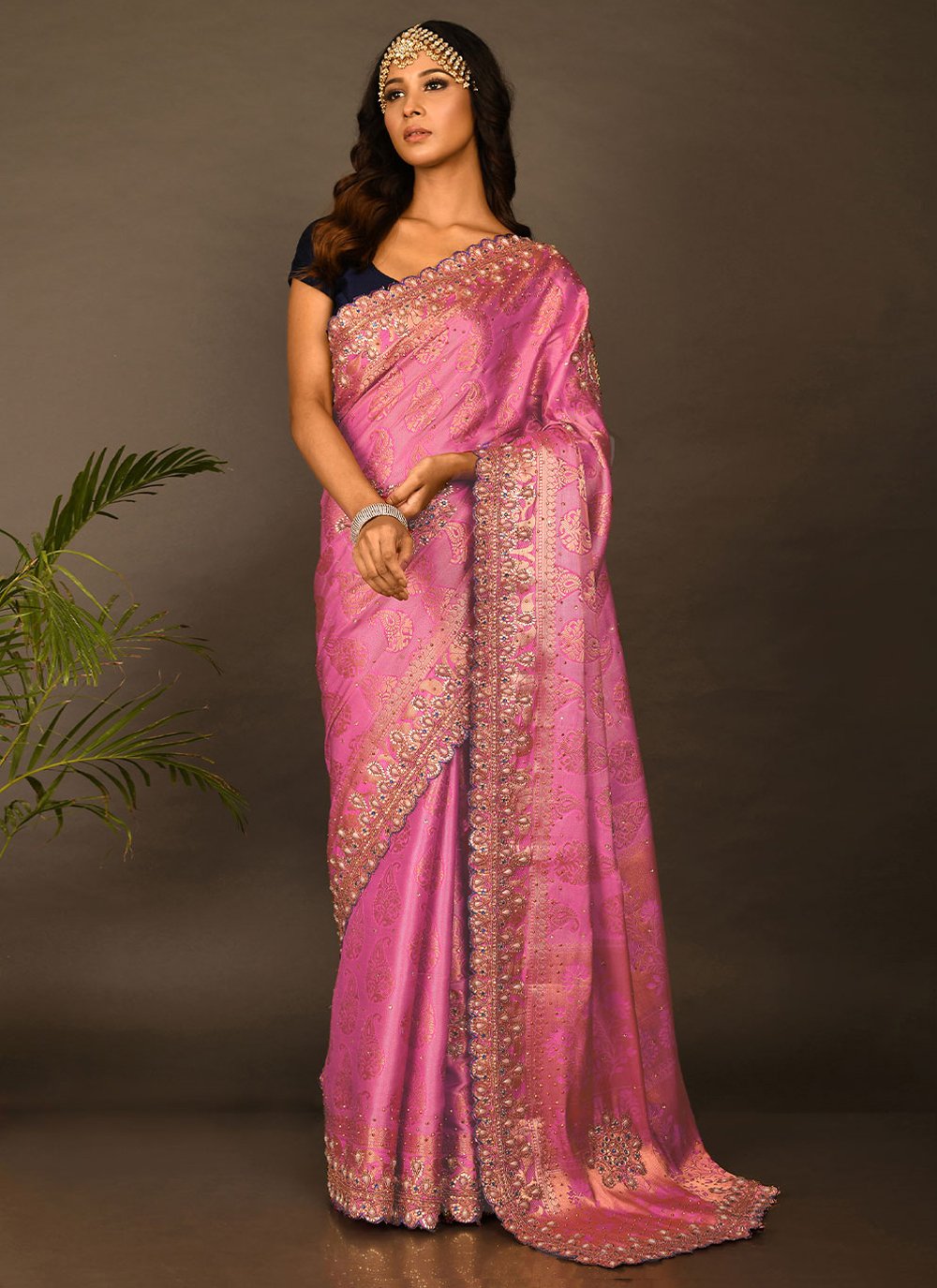 Silk Saree Kanchipuram Silk Pink Embroidered Saree