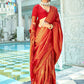 Classic Kanchipuram Silk Orange Woven Saree