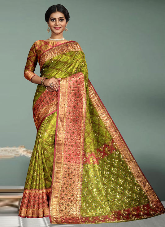 Classic Kanchipuram Silk Green Hand Work Saree