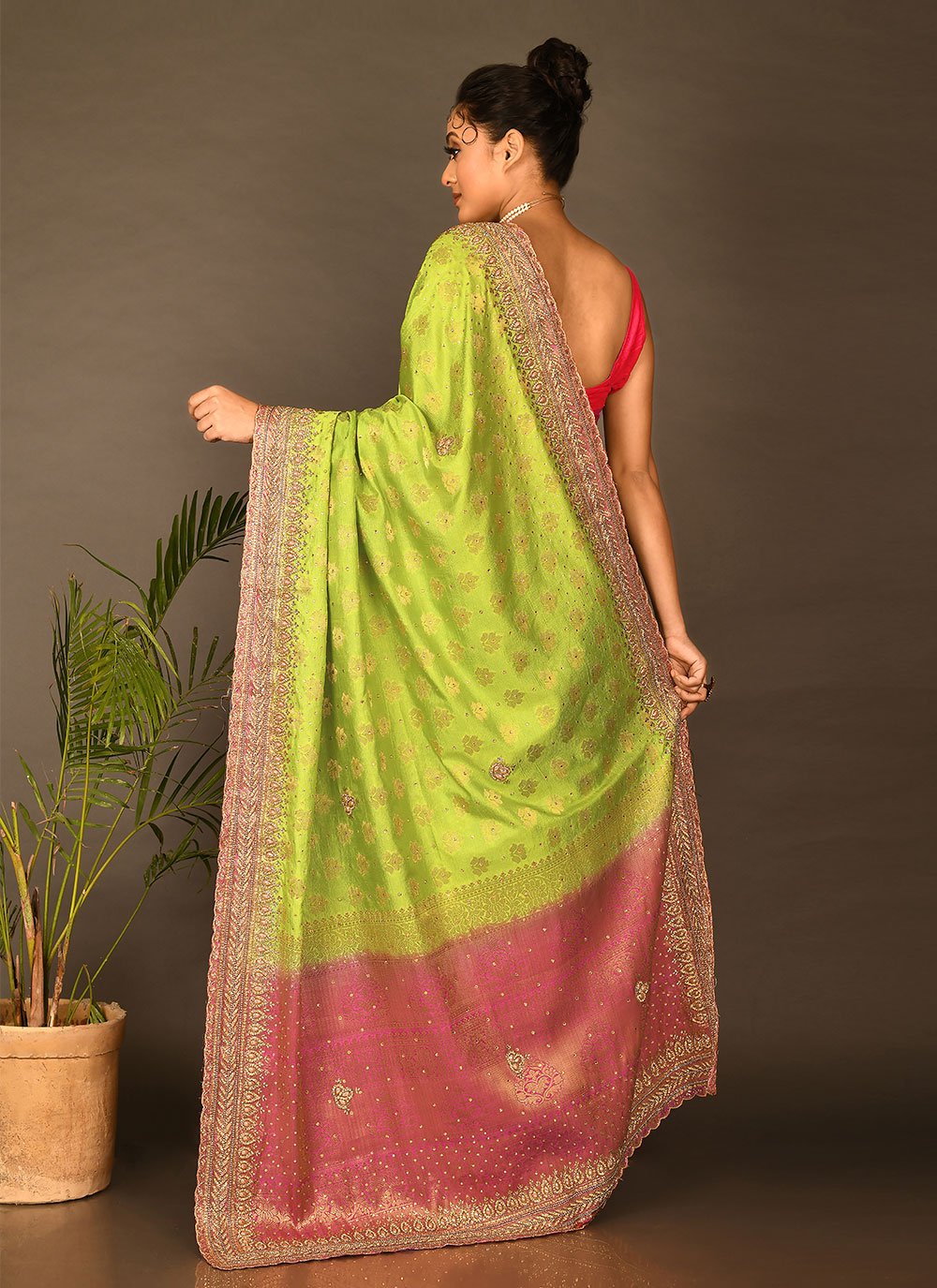 Traditional Saree Kanchipuram Silk Green Embroidered Saree