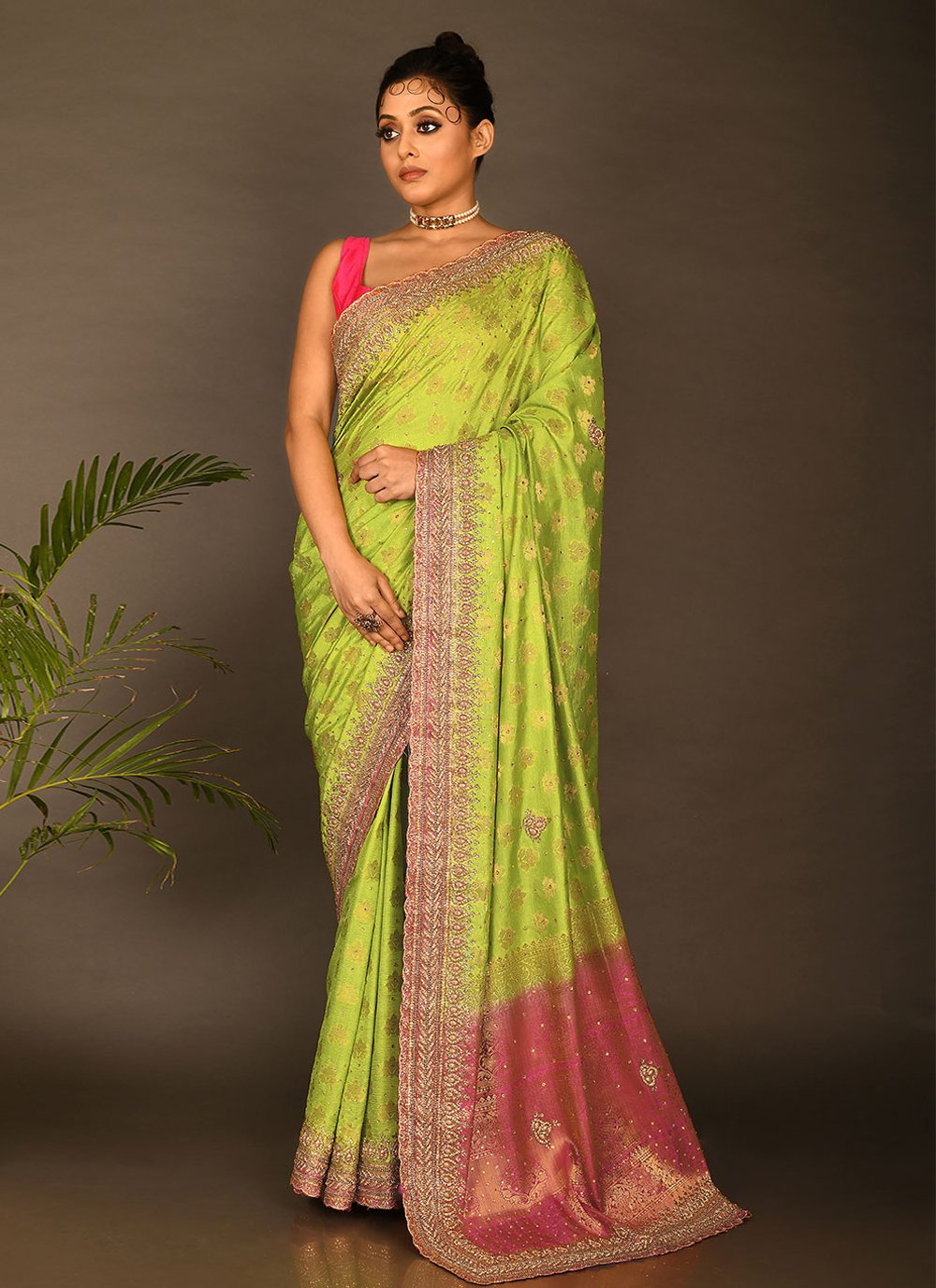 Traditional Saree Kanchipuram Silk Green Embroidered Saree