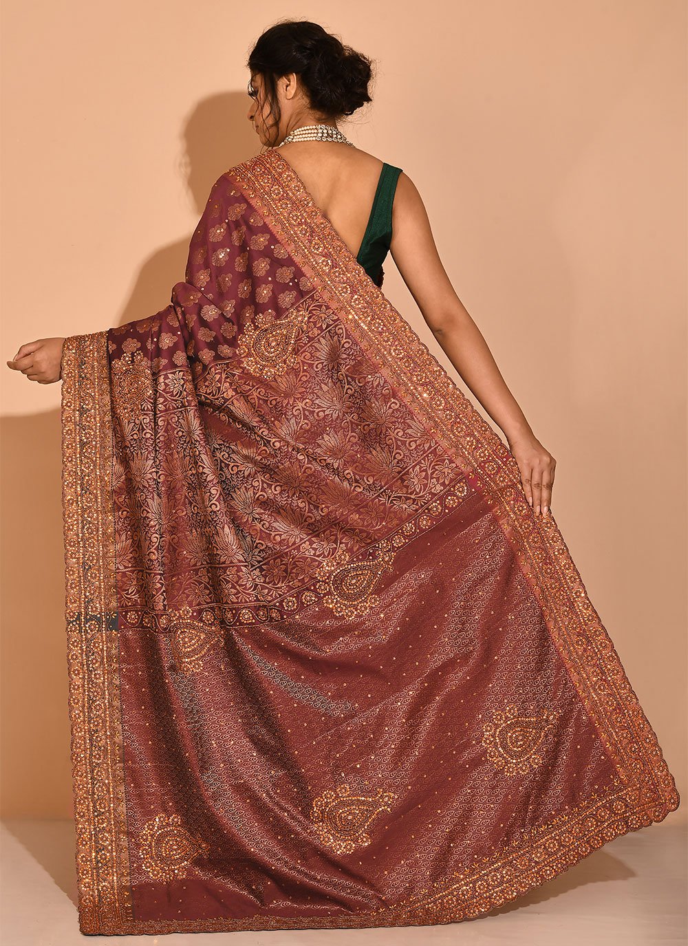 Silk Saree Kanchipuram Silk Maroon Embroidered Saree