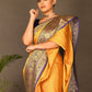 Silk Saree Kanchipuram Silk Mustard Embroidered Saree