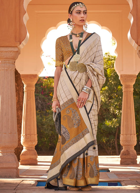 Classic Kanchipuram Silk Multi Colour Print Saree