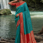 Trendy Saree Kanchipuram Silk Aqua Blue Woven Saree