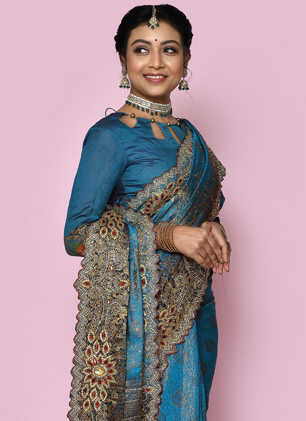 Classic Kanjivaram Silk Blue Hand Work Saree