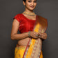 Contemporary Kanjivaram Silk Mustard Hand Work Saree