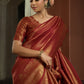 Contemporary Kanjivaram Silk Orange Weaving Saree