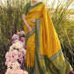 Trendy Saree Kanjivaram Silk Green Mustard Jacquard Work Saree