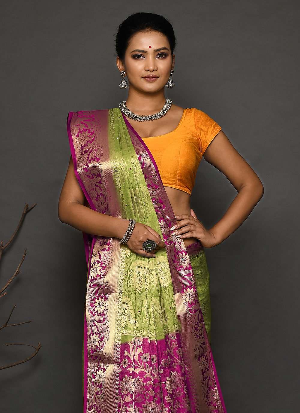 Contemporary Kanjivaram Silk Green Hand Work Saree