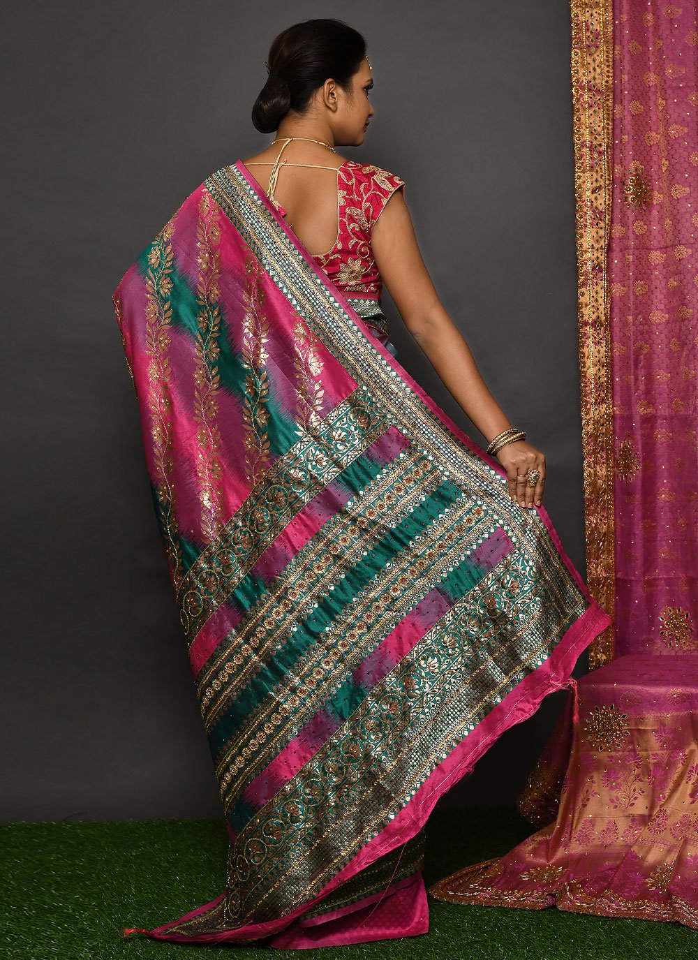 Classic Kanjivaram Silk Multi Colour Hand Work Saree