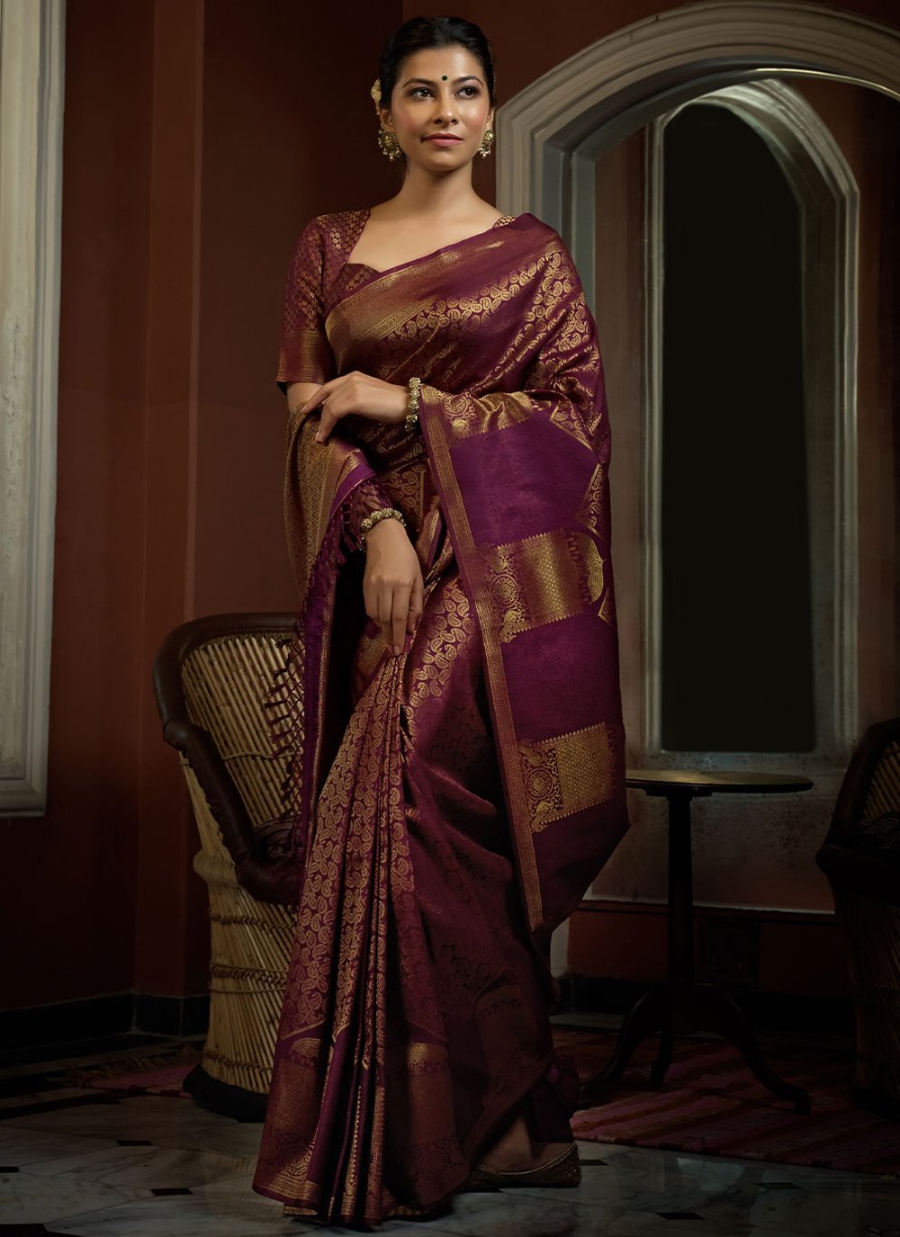 Trendy Saree Kanjivaram Silk Multi Colour Weaving Saree