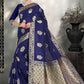Contemporary Art Silk Kanjivaram Silk Blue Weaving Saree