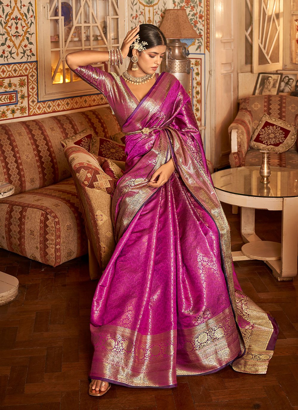 Classic Kanjivaram Silk Purple Zari Saree