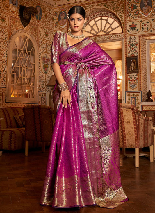 Classic Kanjivaram Silk Purple Zari Saree