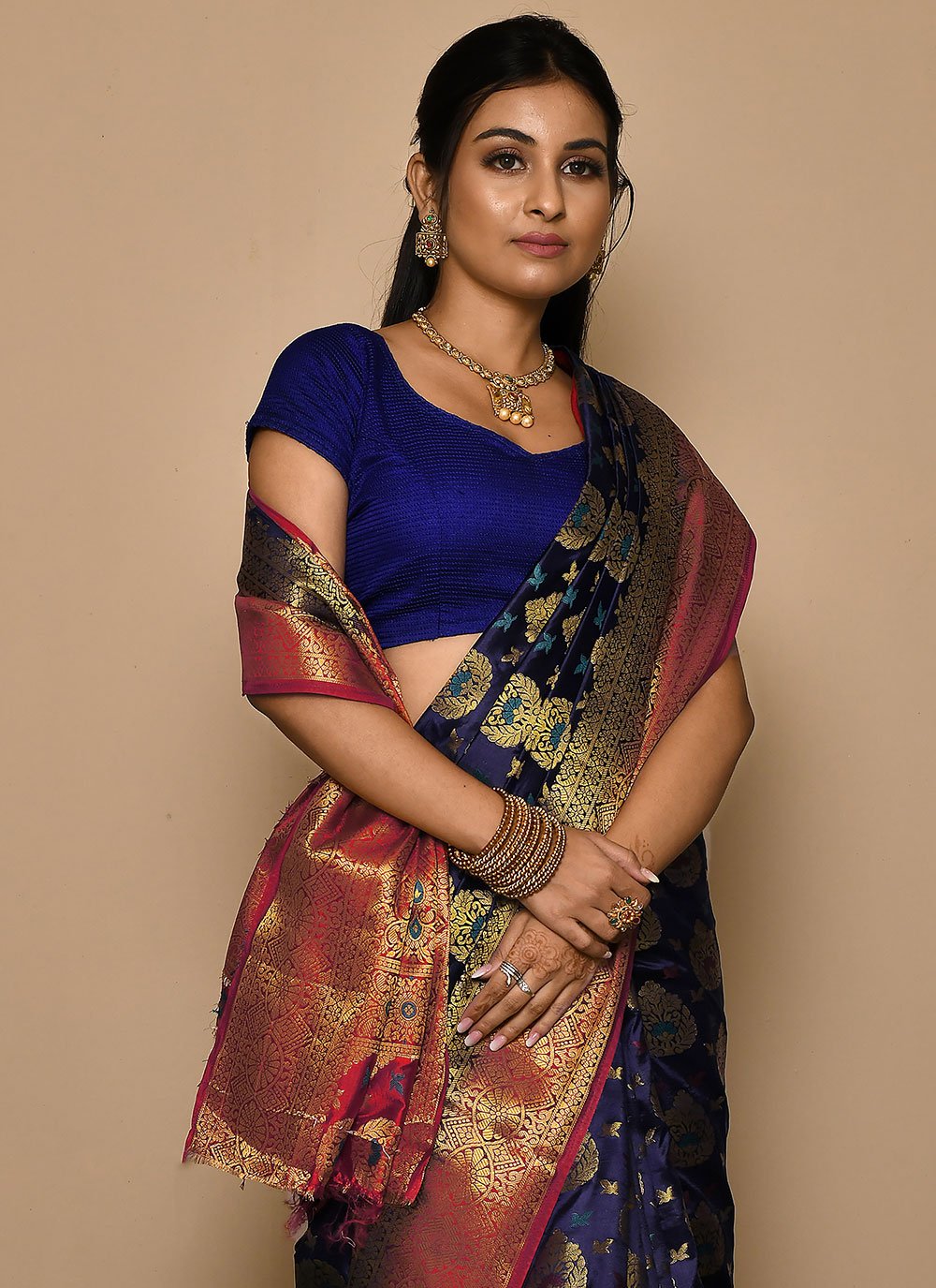 Classic Kanjivaram Silk Blue Weaving Saree