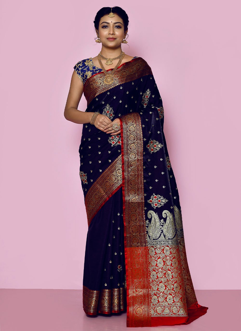 Classic Kanjivaram Silk Blue Weaving Saree