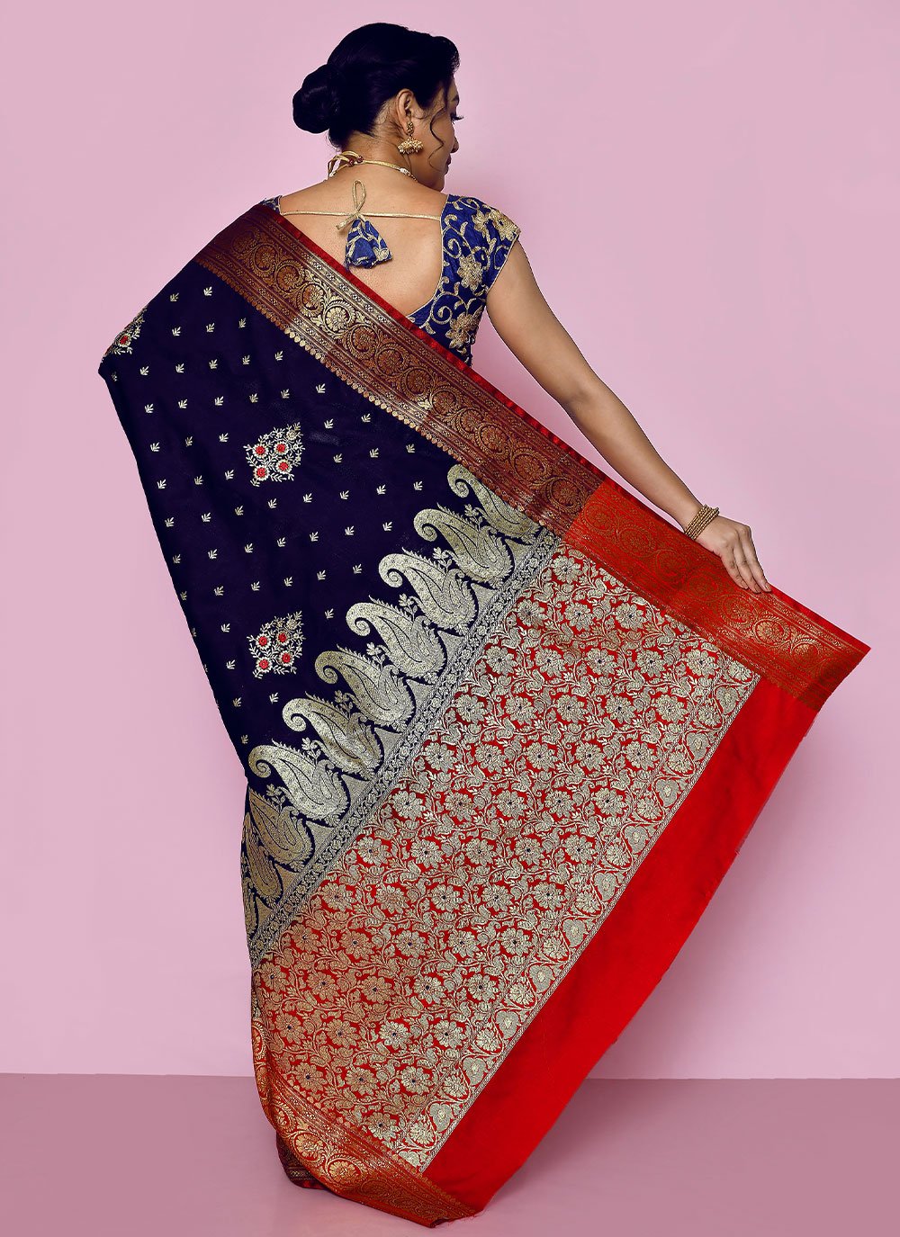 Classic Kanjivaram Silk Blue Weaving Saree