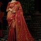 Designer Kanjivaram Silk Gold Red Weaving Saree